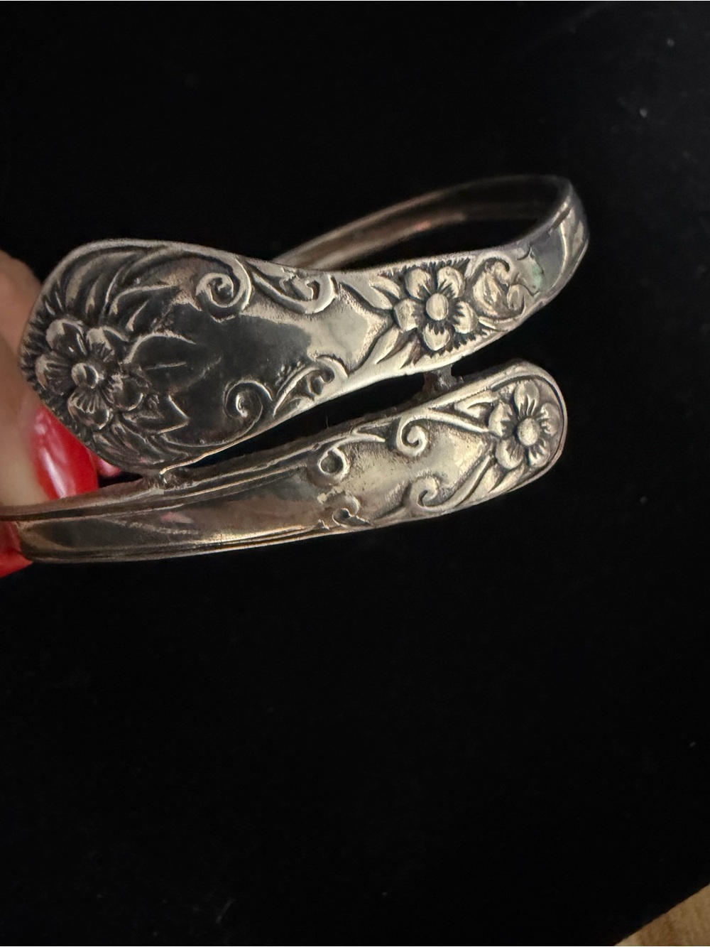 925 STERLING SILVER SIGNED JC SPOON BANGLE BRACELET